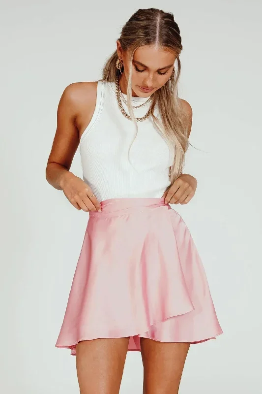 Solid Color Lace Up Mini Skirt