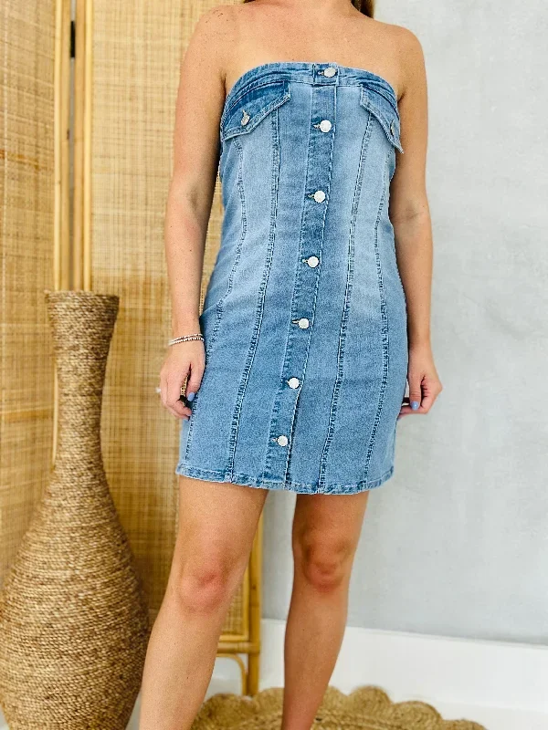 Steel Toeing Around Mini Dress - Lt Blue