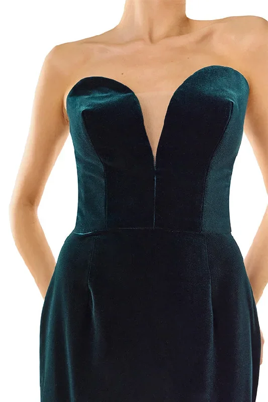 strapless-velvet-cocktail-dress-teal