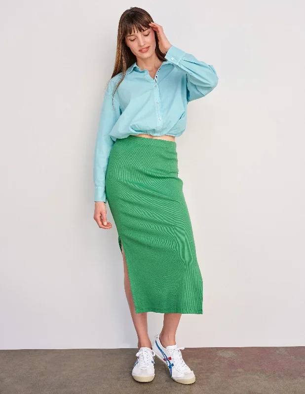 sundry-long-skirt-with-side-slits-in-herb-green