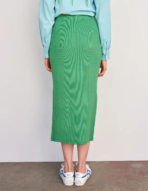 sundry-long-skirt-with-side-slits-in-herb-green