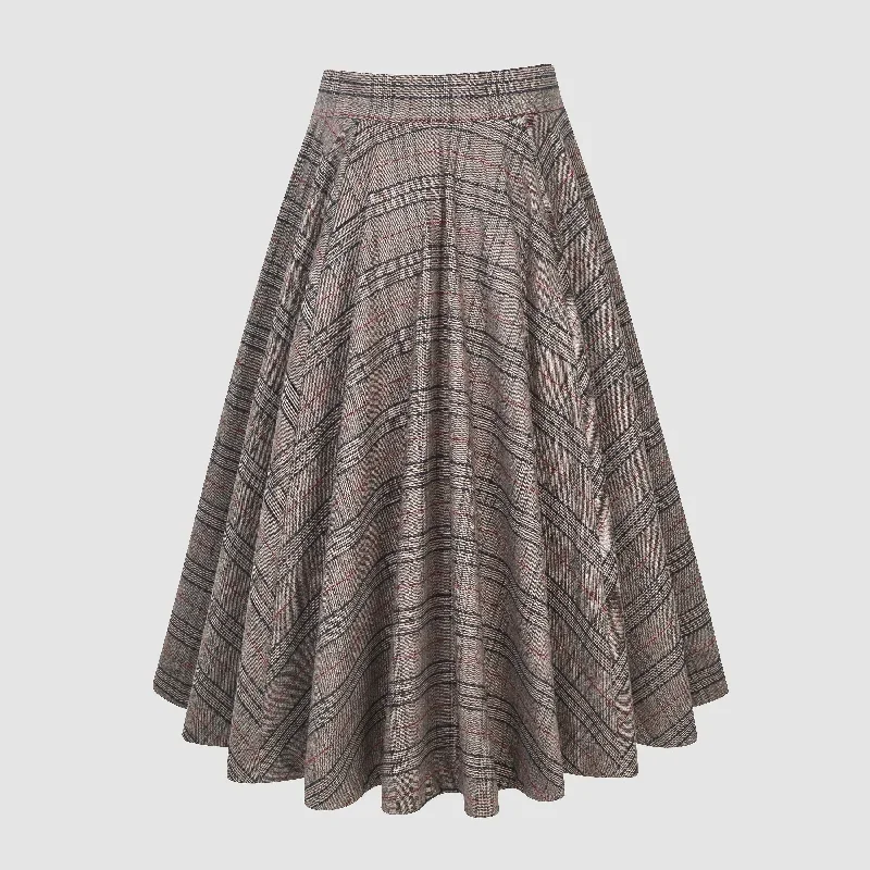 tartan-wool-skirt-in-brown-maxi-wool-skirt-vintage-wool-skirt-high-waist-skirt-a-line-wool-skirt-with-pockets-linennaive