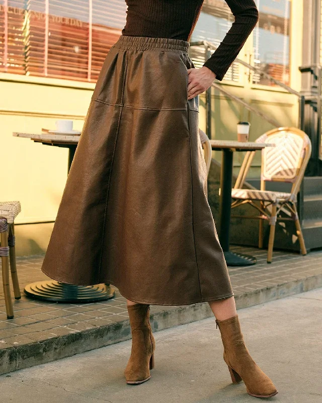 The High Waisted PU Leather Midi Skirt