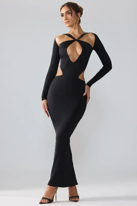 tindra-long-sleeve-cut-out-maxi-dress-black