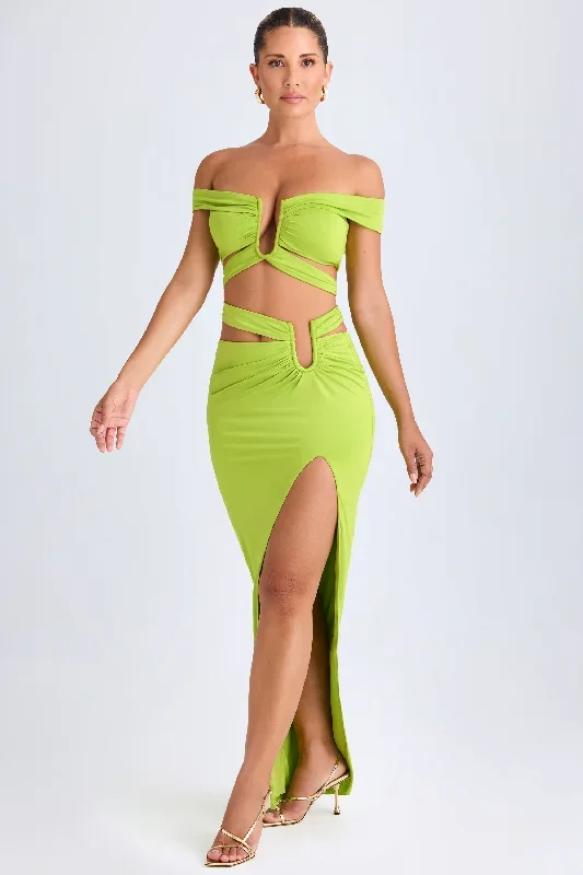 urara-asymmetric-cut-out-maxi-skirt-lime-green