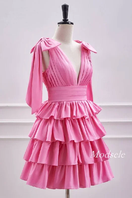 v-neck-pink-pleated-ruffle-homecoming-dress