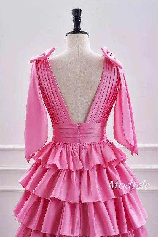 v-neck-pink-pleated-ruffle-homecoming-dress