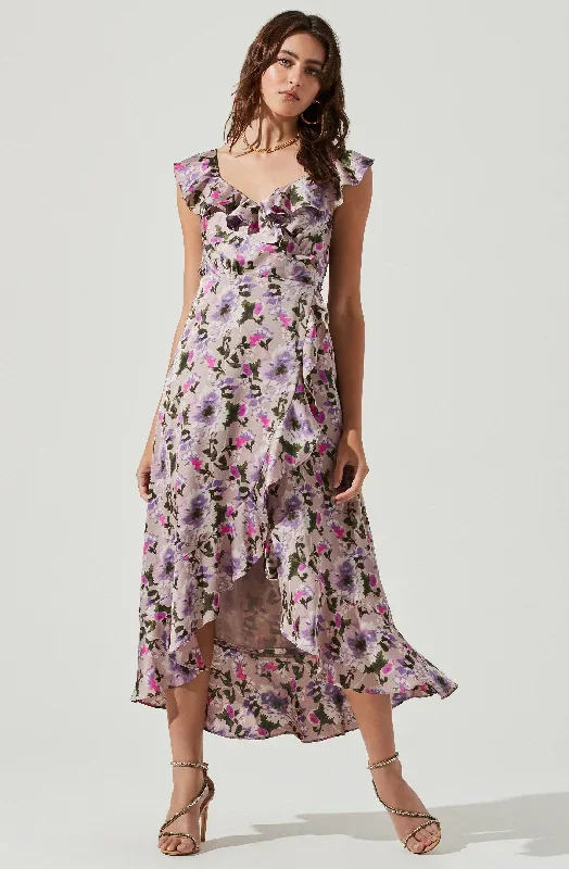 Wilshire Ruffle Open Back Floral Midi Dress