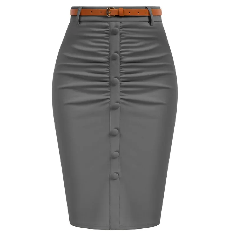 women-vintage-high-waist-front-slit-knee-length-ruched-pencil-skirt-with-belt