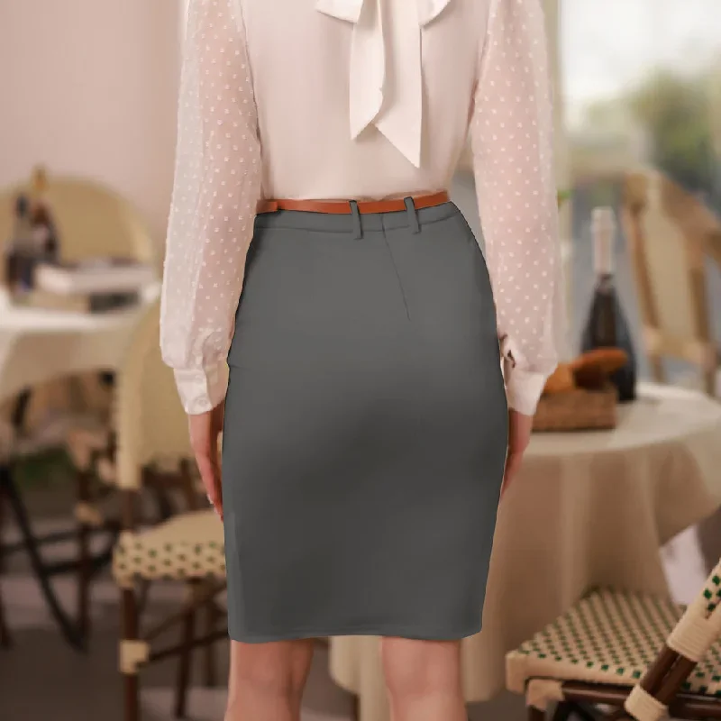 women-vintage-high-waist-front-slit-knee-length-ruched-pencil-skirt-with-belt