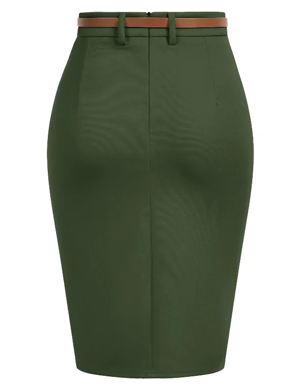 women-vintage-high-waist-front-slit-knee-length-ruched-pencil-skirt-with-belt