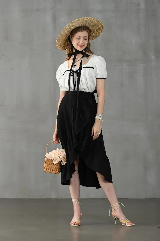 wrap-linen-skirt-in-black-ruffled-linen-skirt-front-slit-linen-skirt-flared-linen-skirt-a-line-skirt-linennaive