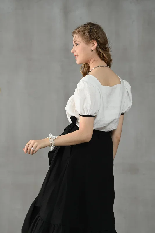 wrap-linen-skirt-in-black-ruffled-linen-skirt-front-slit-linen-skirt-flared-linen-skirt-a-line-skirt-linennaive