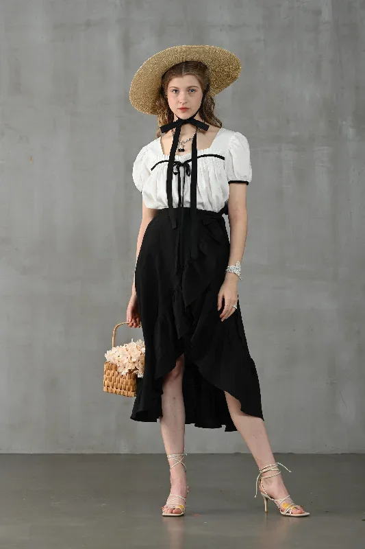 wrap-linen-skirt-in-black-ruffled-linen-skirt-front-slit-linen-skirt-flared-linen-skirt-a-line-skirt-linennaive